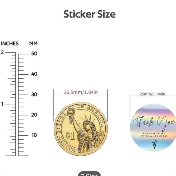 Thank You Stickers Holographic Iridescent 1 inch roll of 500 New - Picture 5 of 6